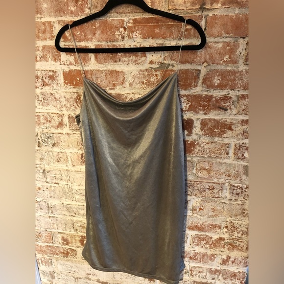 Zara New w/o Tags Satin Effect Strappy Sage Green Dress, Size Medium - Picture 4 of 6